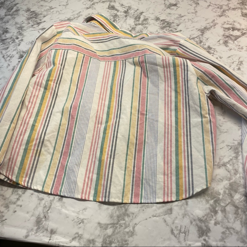 Forever 21 MultiColor Striped Crop Button Front Long Sleeve Top Size Large - Picture 8 of 15